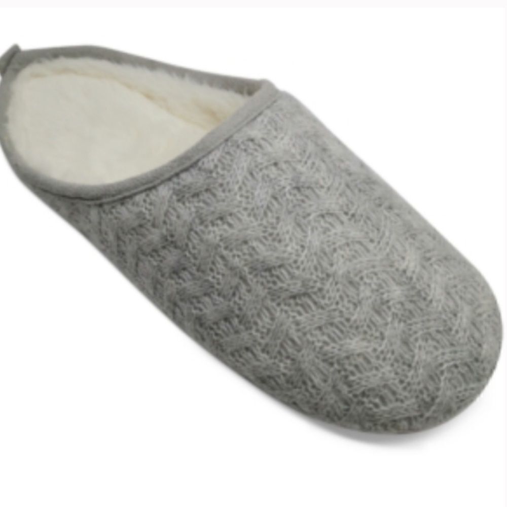 Charter Club Heather Storm Gray Sweater-Knit Slide Slippers Small NWT